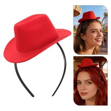 Small Red Cowgirl Hat Headband Reusable Western Themed Party Hairpiece