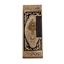 Dunhill Gaslighter ZIPPO Royking Sculpture Gold Plated lighter blue Gold Pla...
