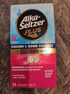Alka Seltzer Plus Cough & Sore Throat Raspberry Flavor 24 Ct EXP 4/26 SEALED NEW