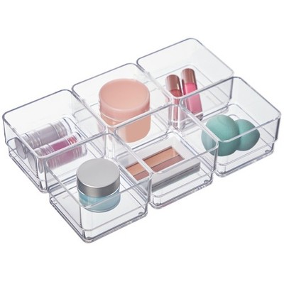 SimpleSort 6-Piece Stackable Clear Drawer Organizer Set | 3'' x 3'' x 2'' Square...