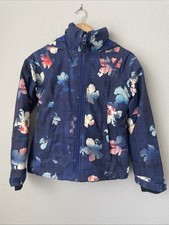  II OBERMEYER girls Teen Large 14/16 Navy Blue Floral Insulated Ski Jacket Coat