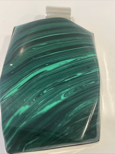 ENORME ciondolo in argento sterling verde malachite Taxco Messico 2,25 x 1,5" - Foto 3 di 8
