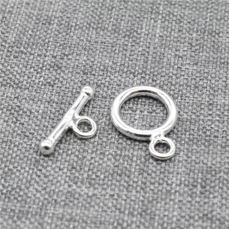 4 Sterling Silver Toggle Clasps 925 Silver Circle Stick for