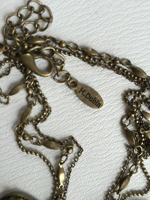 Collier Pendentif Papillon Signé H. Dubin - Métal Bronze Avec Oxydes, Occasion