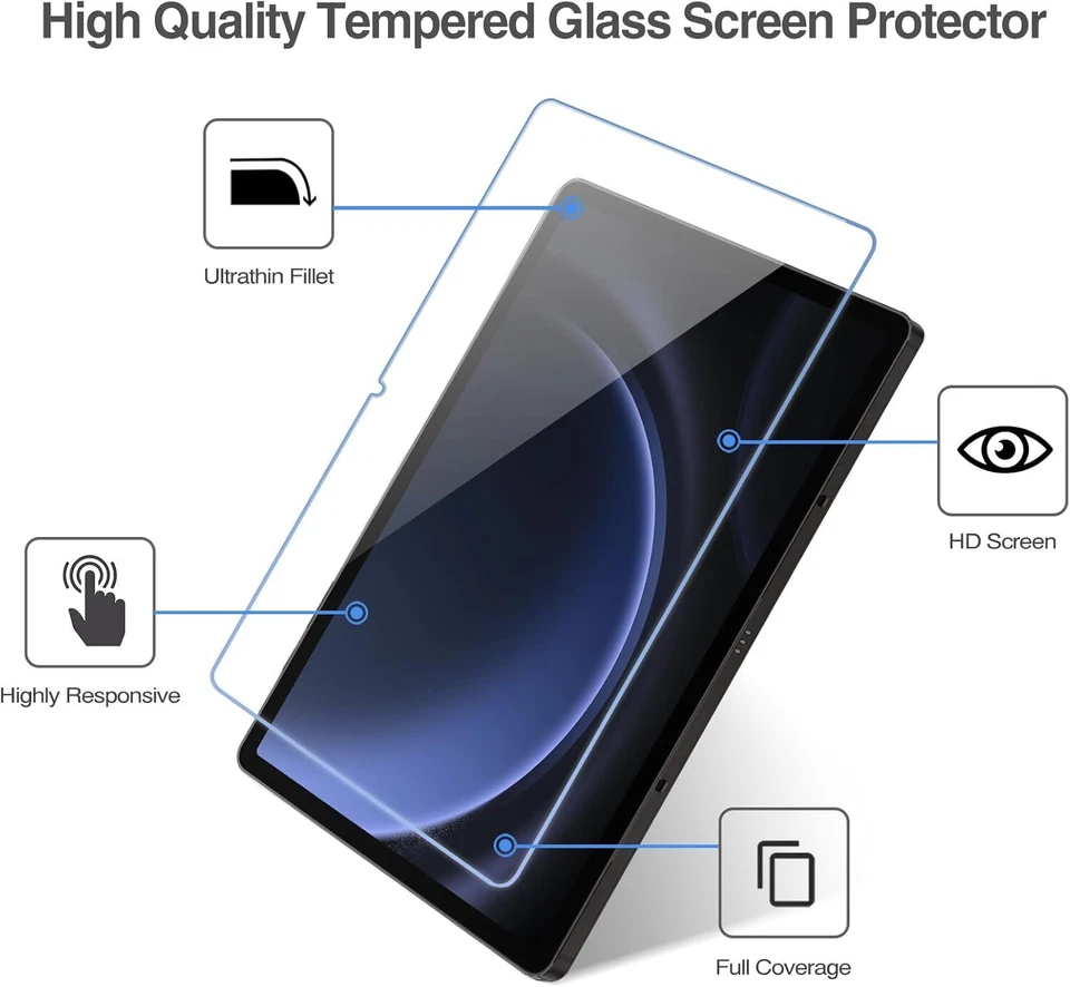 2 Pack Screen Protector For Samsung Galaxy Tab S9 FE S9 S8 S7 11 Tempered Glass - Image 3 of 4