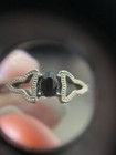 Ring, Brushed Silver Tone, Faux Black Faceted Stone. Vintage Inspired.  Size 6 — photo 5