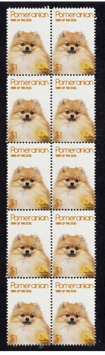 POMERANIAN YEAR OF THE DOG STRIP OF 10 MINT STAMPS 2