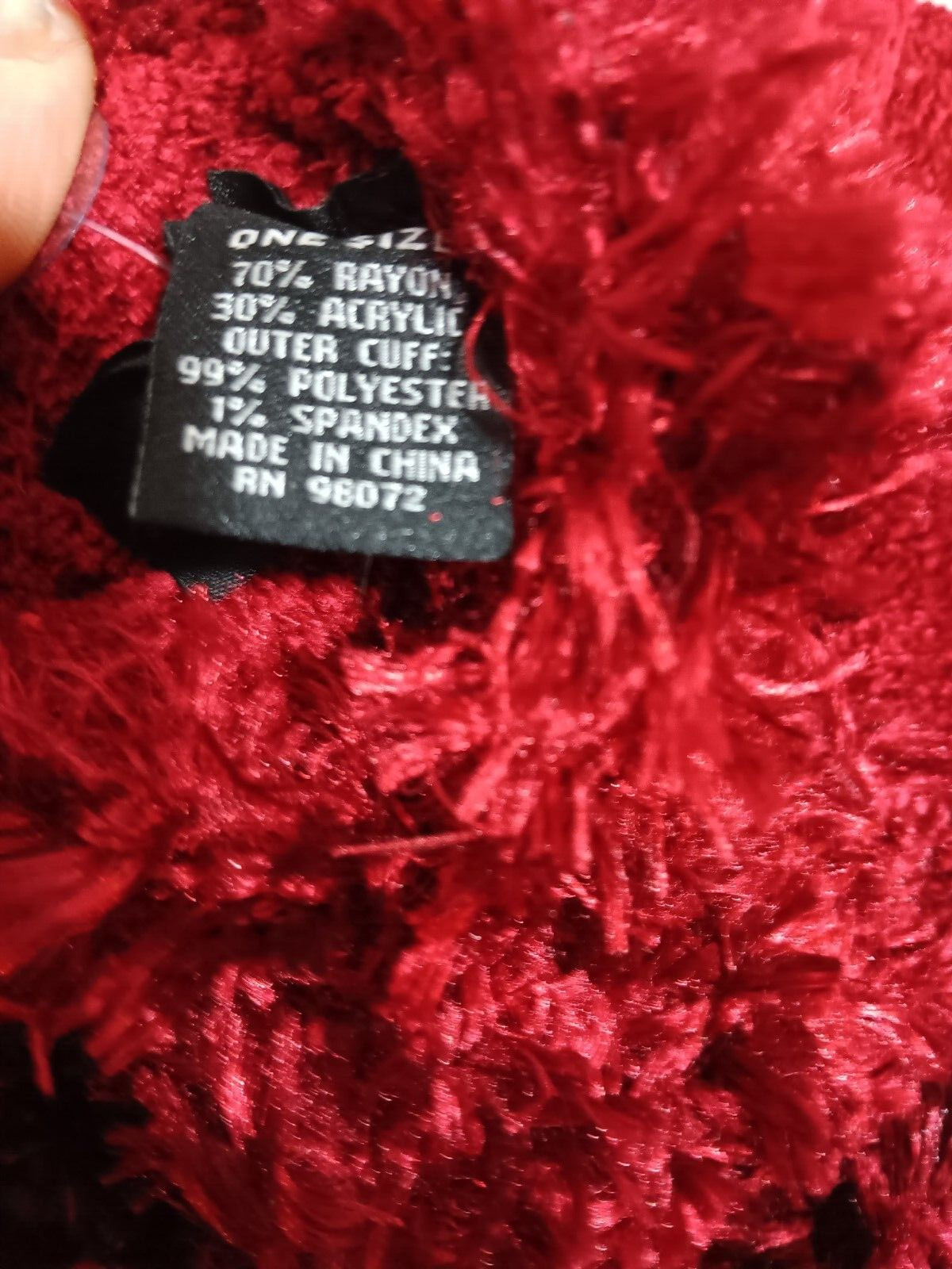 2 PC NEW BURGANDY FUR GLOVES & SCARF SET/2 CEJON