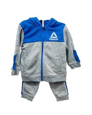 Reebok Sweatsuit Boys 2T Blue Grey Full Zip Front Pocket Athletic Style