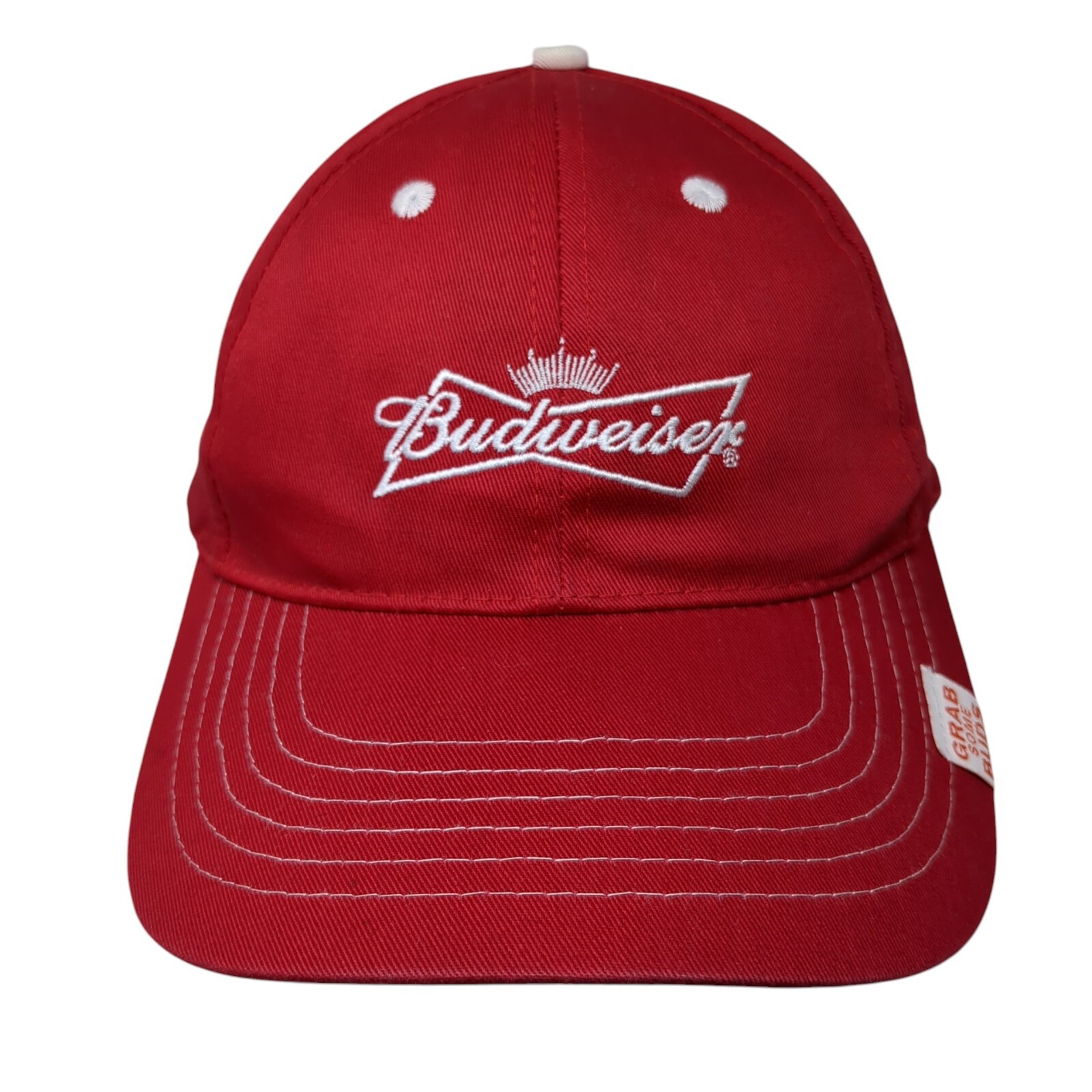 Budweiser Strapback Hat Red OSFA Adjustable Embro… - image 1