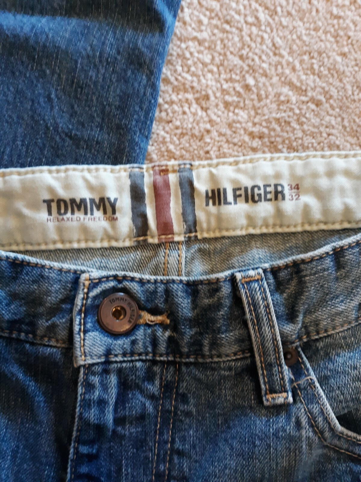 MEN'S JEANS SIZE 34 RELAXED FIT BLUE TOMMY HILFIGER 34 X 32 thumbnail 7