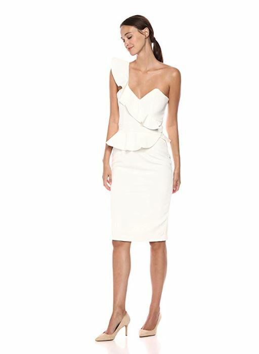 Bardot Womens Ivory Camellia One Shoulder Sheath Dress Sz 6 US 10647 | eBay