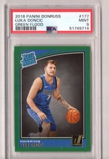 2018-19 Panini Donruss Green Flood Luka Doncic RC #177 Dallas Mavericks PSA 9