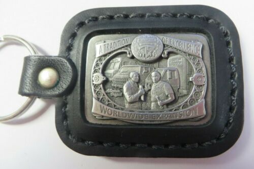 Vtg SNAP ON TOOLS Pewter Leather Keychain Key Ring Worldwide Expansion Style #2 - Picture 1 of 11