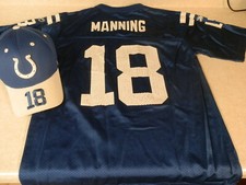 Indianapolis Colts Peyton Manning 18 Hat Jersey LOT Youth L Reebok Football