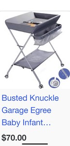 Baby Folding Diaper Changing Station Table  with Safety Belt  & Lockable Wheels