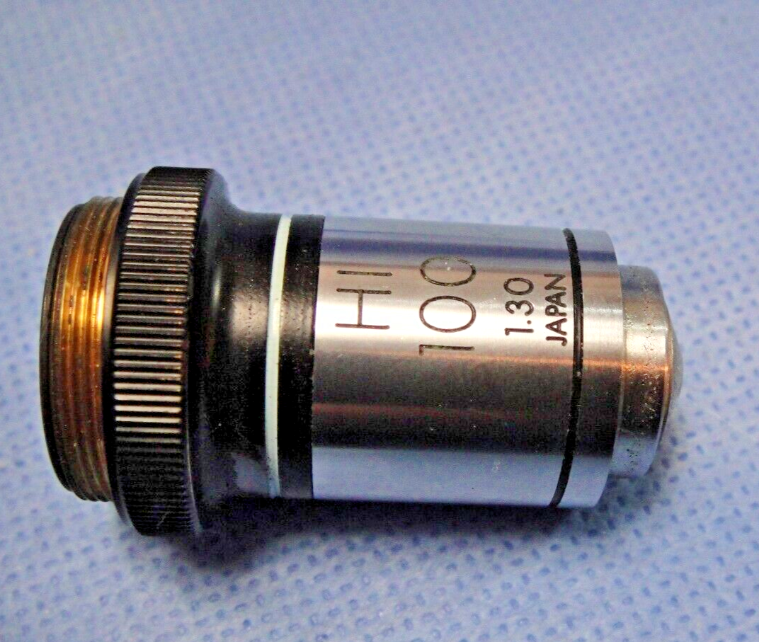 オリンパス　m1000 MICROSCOPE PART OBJECTIVE OLYMPUS JAPAN HI M100 100X OPTICS AS IS