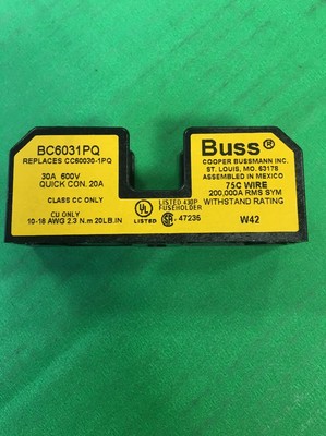 NEW, BUSSMANN BY EATON  BC6031PQ  FUSE BLOCK, CLASS CC FUSE, (1E-1)