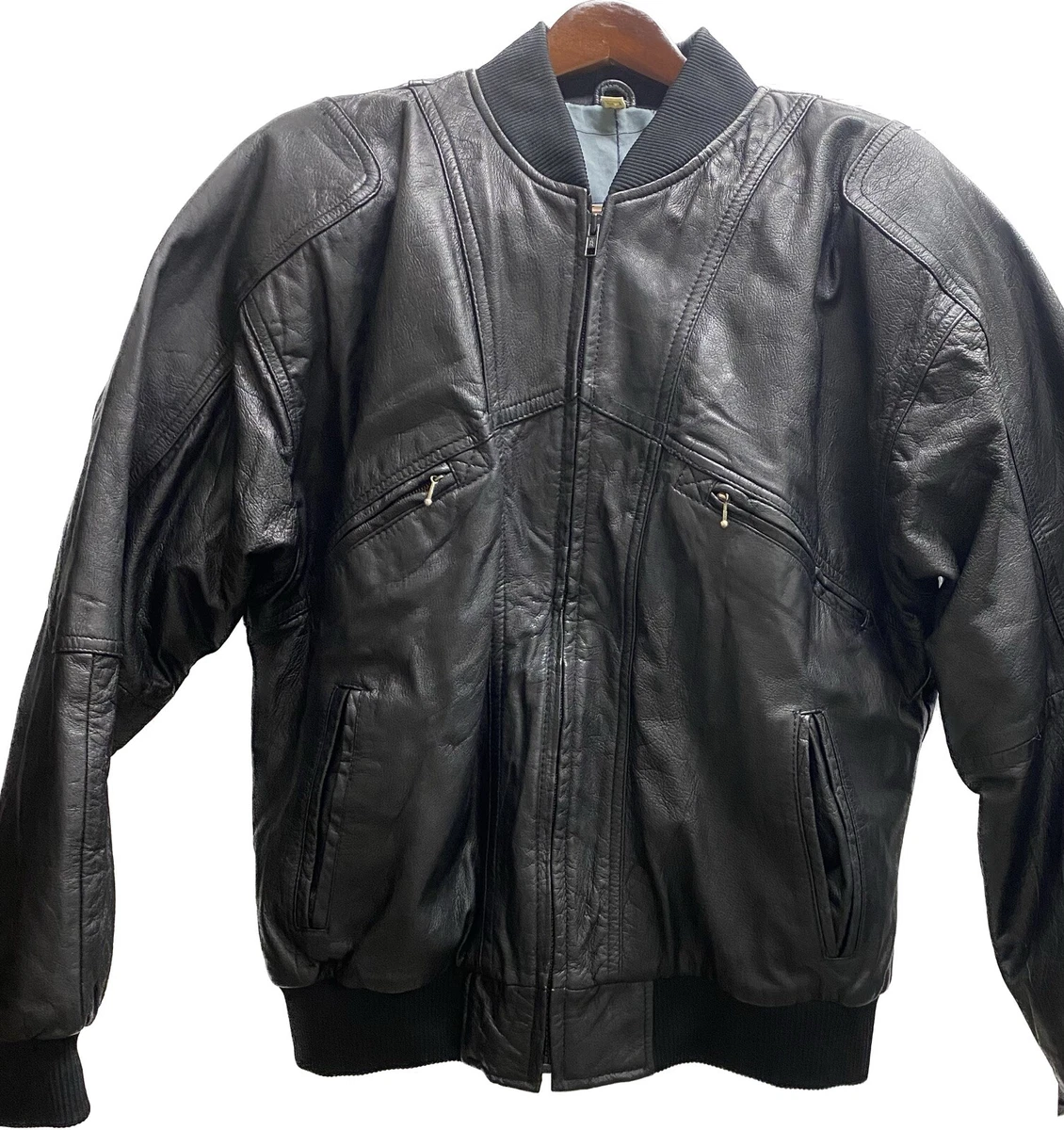 Lined leather bomber clearance jacket
