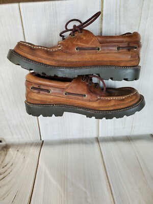Dunham Ruggards Brown Leather Men\'s Shoes Size 9 (SC3) DUNHAM RUGGARDS LEATHER DECK BOAT MENS 9.5B WORK SHOES BROWN  main image 3