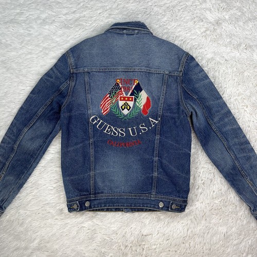 Guess Denim Jacket Guess USA California Patches Blue Dillon Embroidered Menβs S