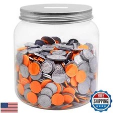 Mczxon Large Coin Jar Bank, Big Clear Plastic Coin Money Tip Change Saving Pi