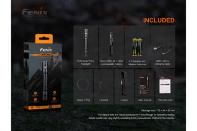 Fenix LD22 V2 Flashlight - 800 Lumen Tactical Light, Rechargeable, Includes Batteries & Charger