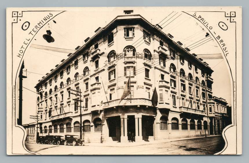 Hotel Terminus SAO PAULO Brasil RPPC Antique Advertising Photo Foto ~1920s