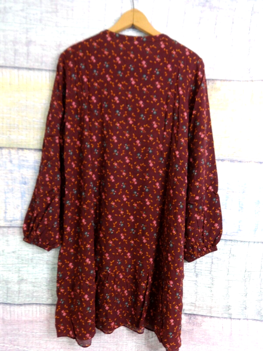 Matilda Jane Local Luxuries Dress Womens Large Fall Boho Burgundy Floral  New NWT