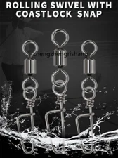 20~100Pcs Ball Bearing Fishing Swivels Snap Coastlock Fishing Line Connector