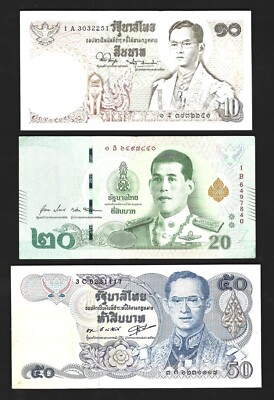 THAILAND - THAILAND Lot 10, 20 und 50 Baht 1978 - 2018 MBC zu EBC