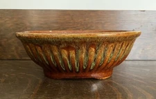 Vintage Haegar Oval Brown Green Glaze Bowl Planter