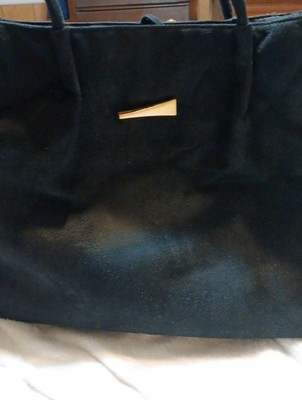 Donna Karan Women's Black Suede Leather Shoulder Bag Handbag Purse Large