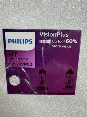4 bulbs Phillips VisionPlus H7 12972VPC2 (2 twinpaks), 12V 55W PX26d bulbs