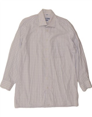 JEAN CHATEL Mens Shirt Large Blue Gingham DW48