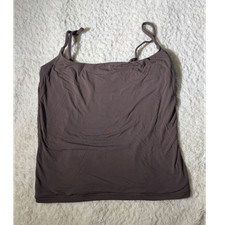 Women s Brown Solid Camisole Tank Top Spaghetti Strap Accent Size S