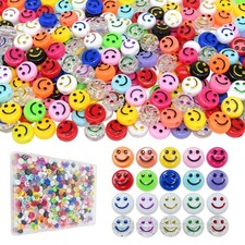 500pcs Colorful Smiley Face Spacer Beads for DIY Jewelry Bracelet Earring
