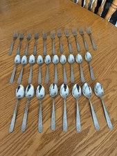 Stainless China Flatware Silverware Floral Pattern - 29 Pieces - Unbranded