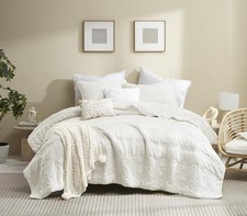 Boho Ivory Quilt King Size Bedding Sets with Pillow Sham, Bohemian Lightweigh...