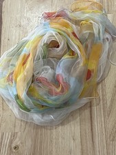 Vintage Colorful Floral Sheer Chiffon Scarf Double Layer 18  x70  Asymmetrical
