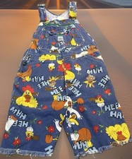 Vtg 70s Liberty CUT OFF Hee Haw Overalls Size 34x36 AOP Farm Animals USA Made