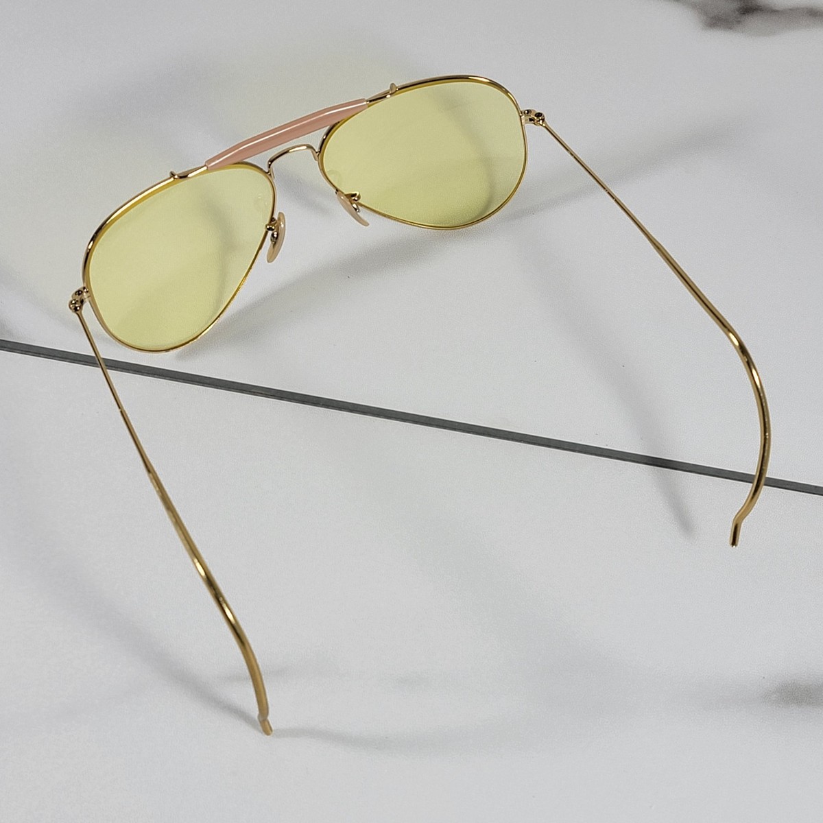 Ray-Ban B&L Outdoorsman Gold Frame Yellow Lens Sunglasses 58-14