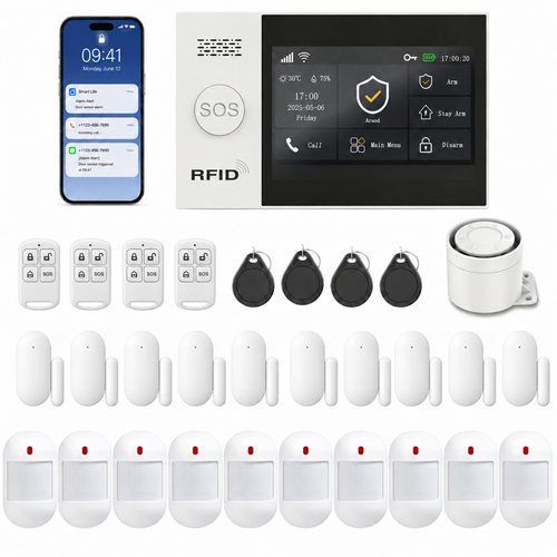 TUYA APP WiFi+4G Smart Wireless Home Security Alarm System 4.3'' Touch ...