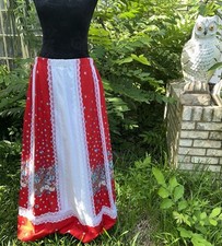 Vintage Tumbleweeds Skirt Womens M Red Floral Lined Lace A-Line Long