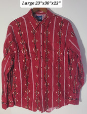 Wrangler Western Pearl Snap Red Aztec/Southwestern Design L/S Mens Large Shirt