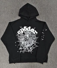 Sp5der Men's Hoodie Black White OG Web Hoodie Size S-M-L