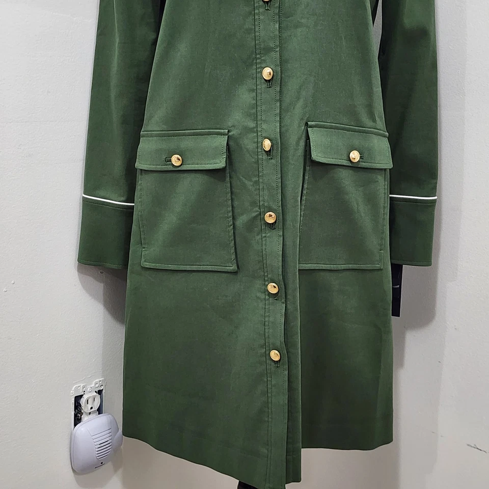 Vestido Camisa Worth New York Sarga Elástica NUEVO Cactus Verde Dorado Botones Talla 6 Foto 4 de 4