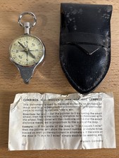 Vintage Germany Map Measurer & Magnetic Compass w Leather Pouch & Instructions