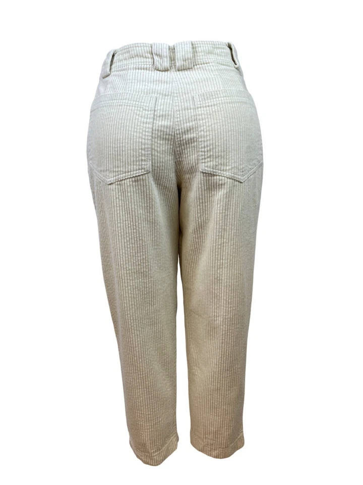 Calça Top Shop feminina bege cintura alta veludo cropped e cônica tamanho 6 - Imagem 2 de 4