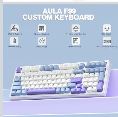 aula f99 pro wireless mechanical keyboard Tri Mode RGB Gasket Hot Swappable 96 %